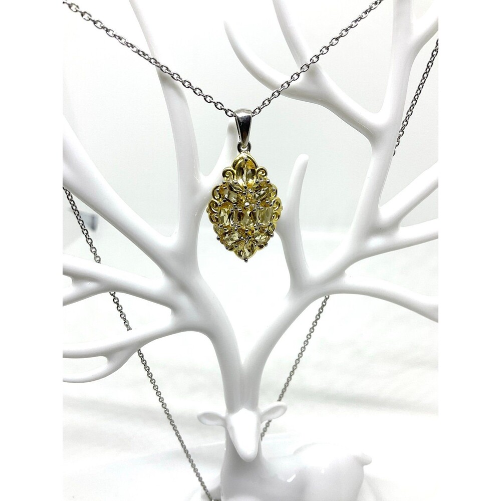 Brazilian Citrine Pendant in 28K YG Plated with Stainless Steel Chain (L 20”)